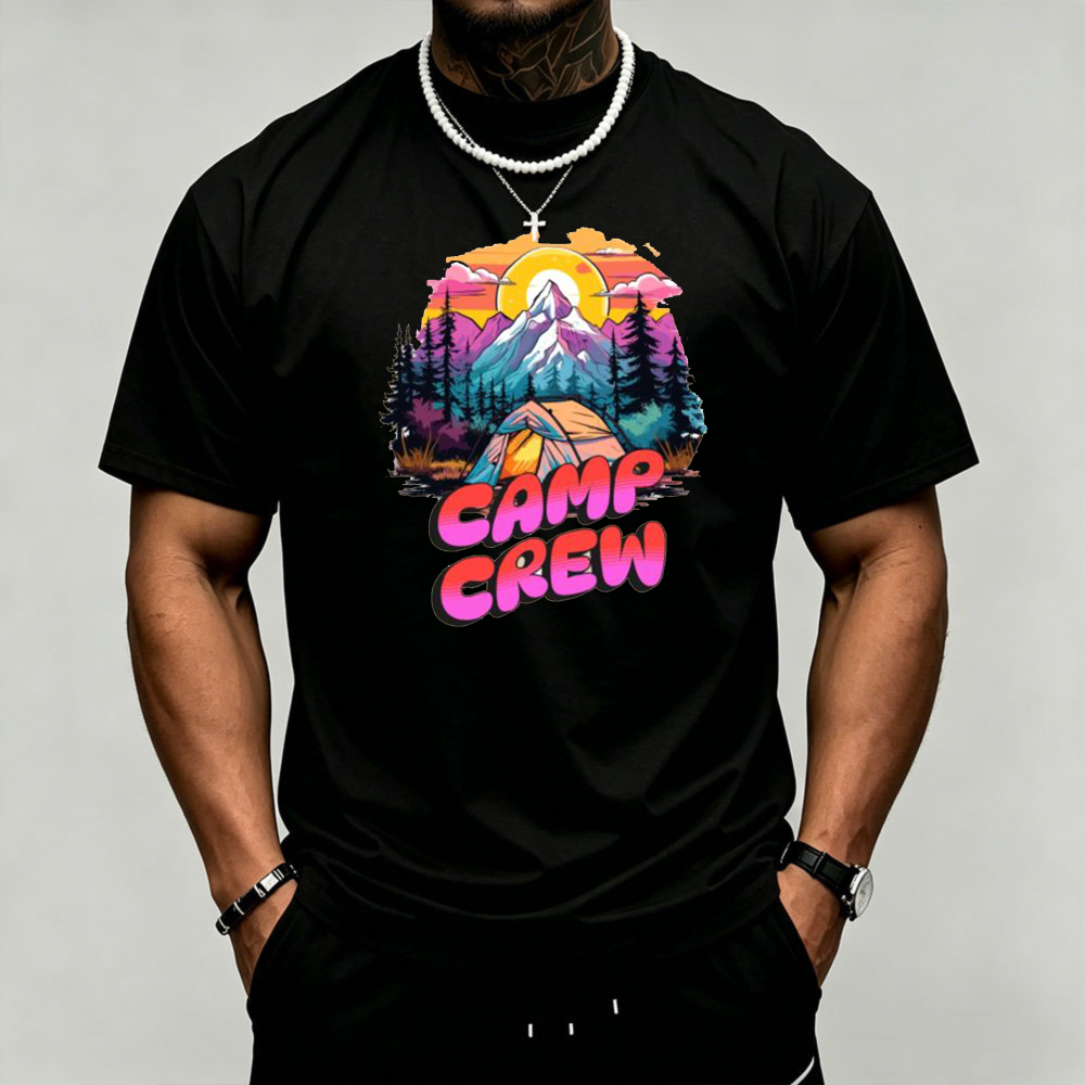 Outdoor Adventure Quotes Short - T-shirt da uomo con grafica tramonto