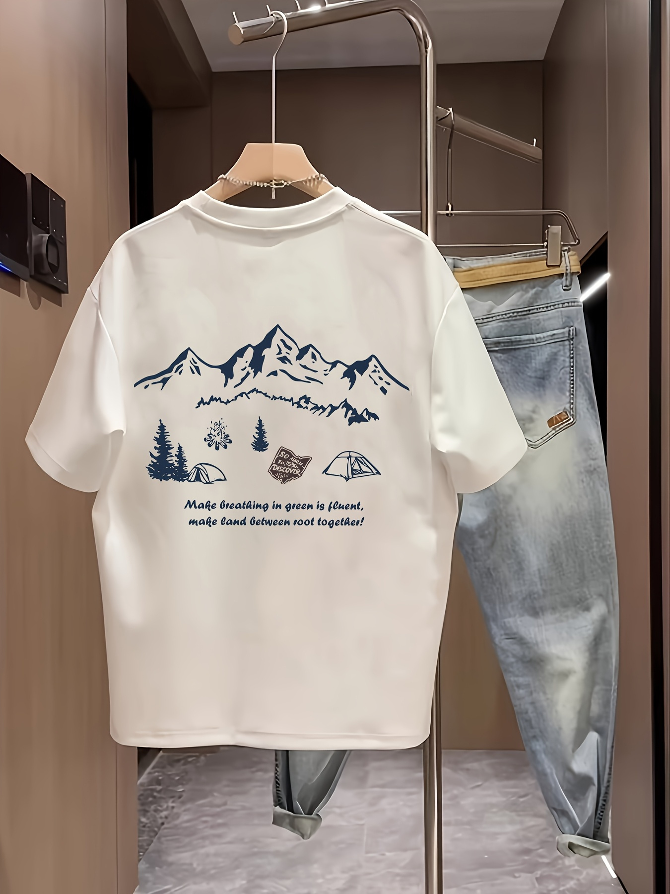 Outdoor Adventure Quotes Short - T-shirt da uomo 100% cotone, manica