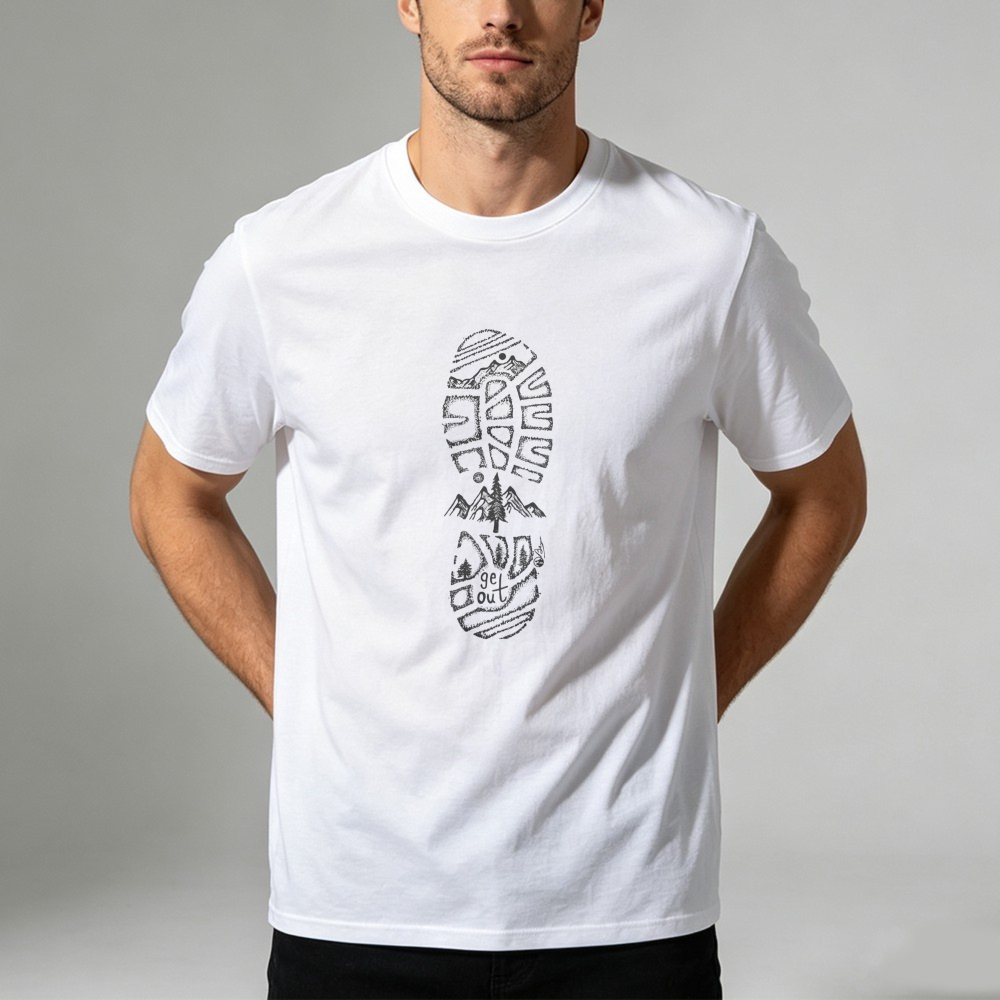 Outdoor Adventure Quotes Short - T-shirt con stampa di scarpe da