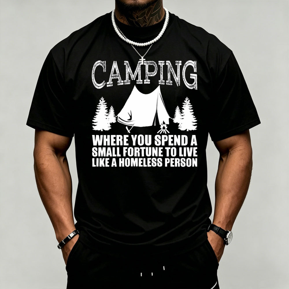 Outdoor Adventure Quotes Short - T-shirt da uomo con grafica albero